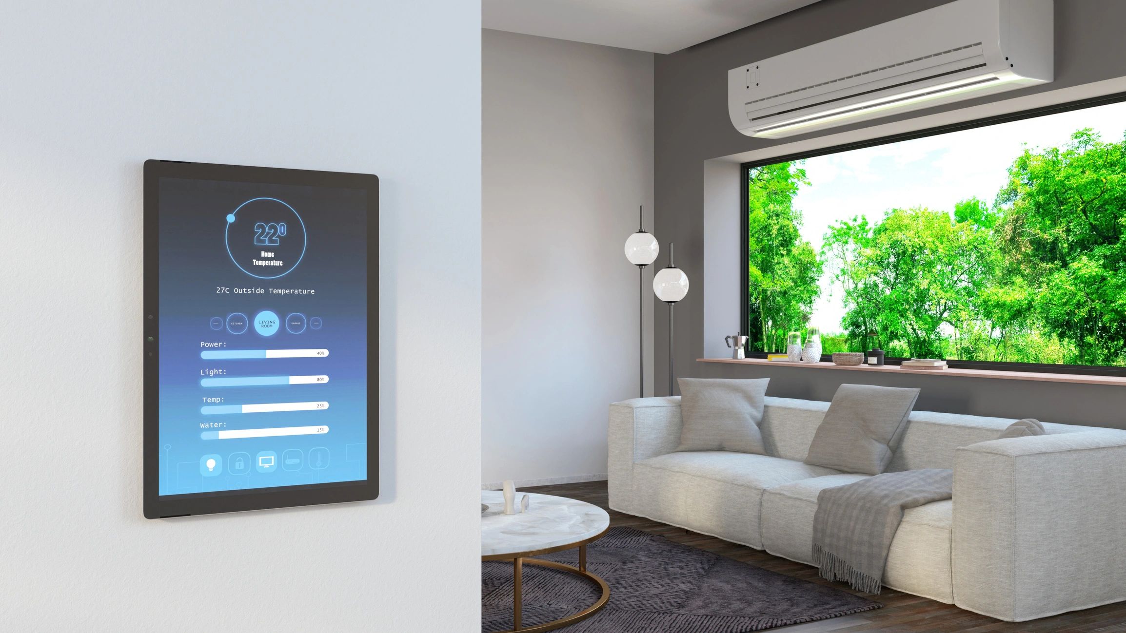 modern smart home technology living room